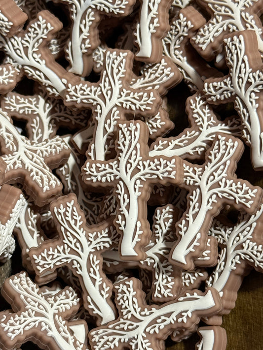 Tree Cross Silicone Focal Bead