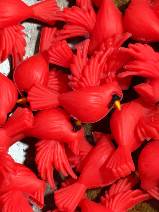 3D Cardinal Silicone Focal Bead