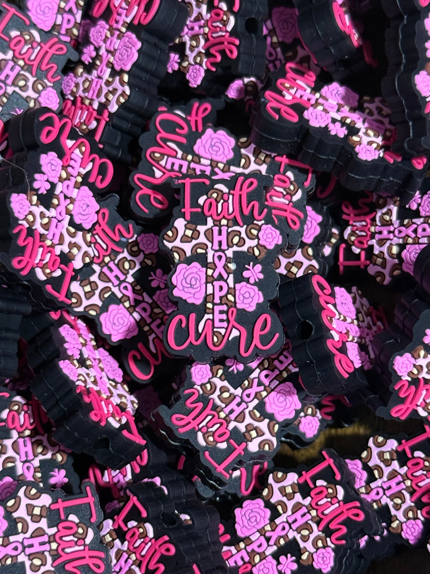 Faith Hope Cure Silicone Focal Bead