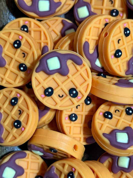 Waffle Face Silicone Focal Bead