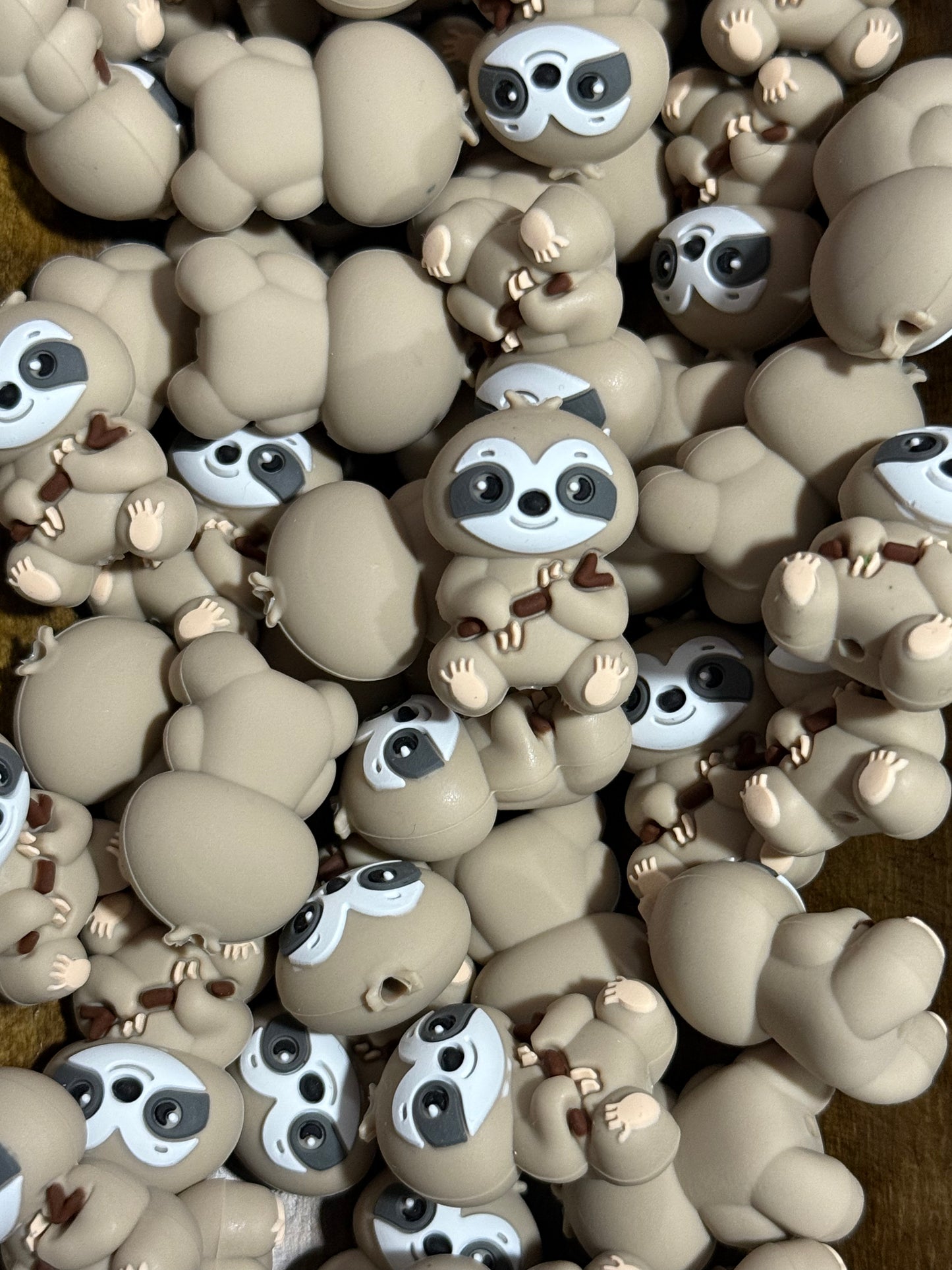 3D Sloth Silicone Focal Bead