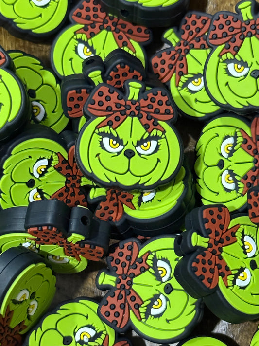 Green Man Pumpkin Silicone Focal Bead