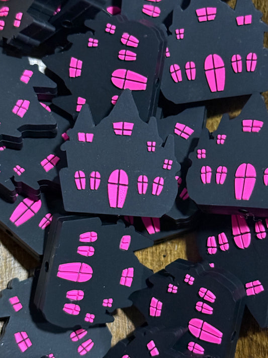 Halloween Haunted House Silicone Focal Bead