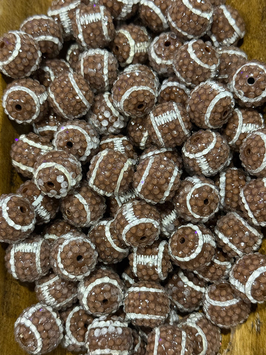 Football 20mm Acrylic Rhinestone Bead