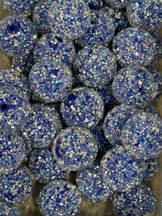 20mm Navy Blue Sugar Beads – Sparkle Resin Round Beads for Keychains, Jewelry &
