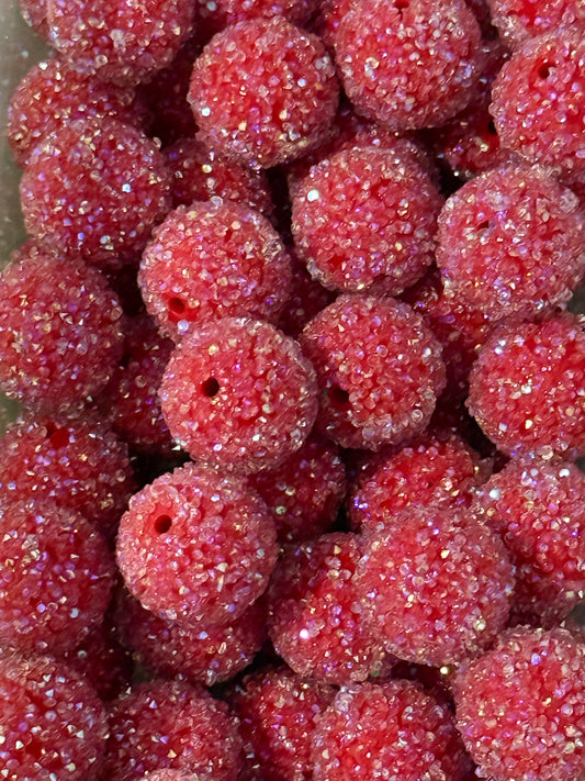 20mm Red Sugar Beads – Sparkly Resin Round Beads for Keychains, Jewelry & DIY Crafts