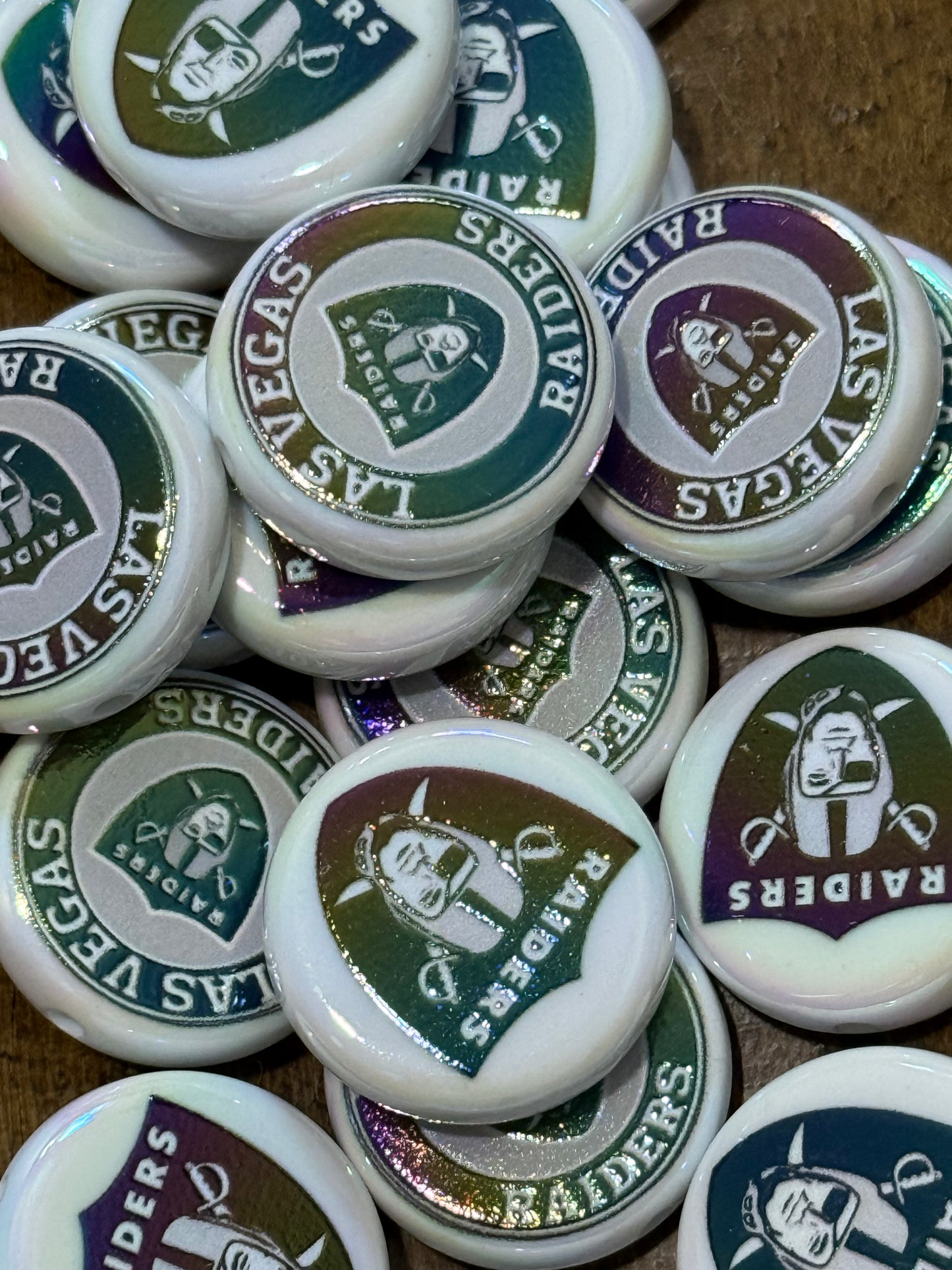 Sports Team Flat Acrylic Disc Beads – 20mm Game Day Beads for Bracelets, Keychains & DIY Crafts