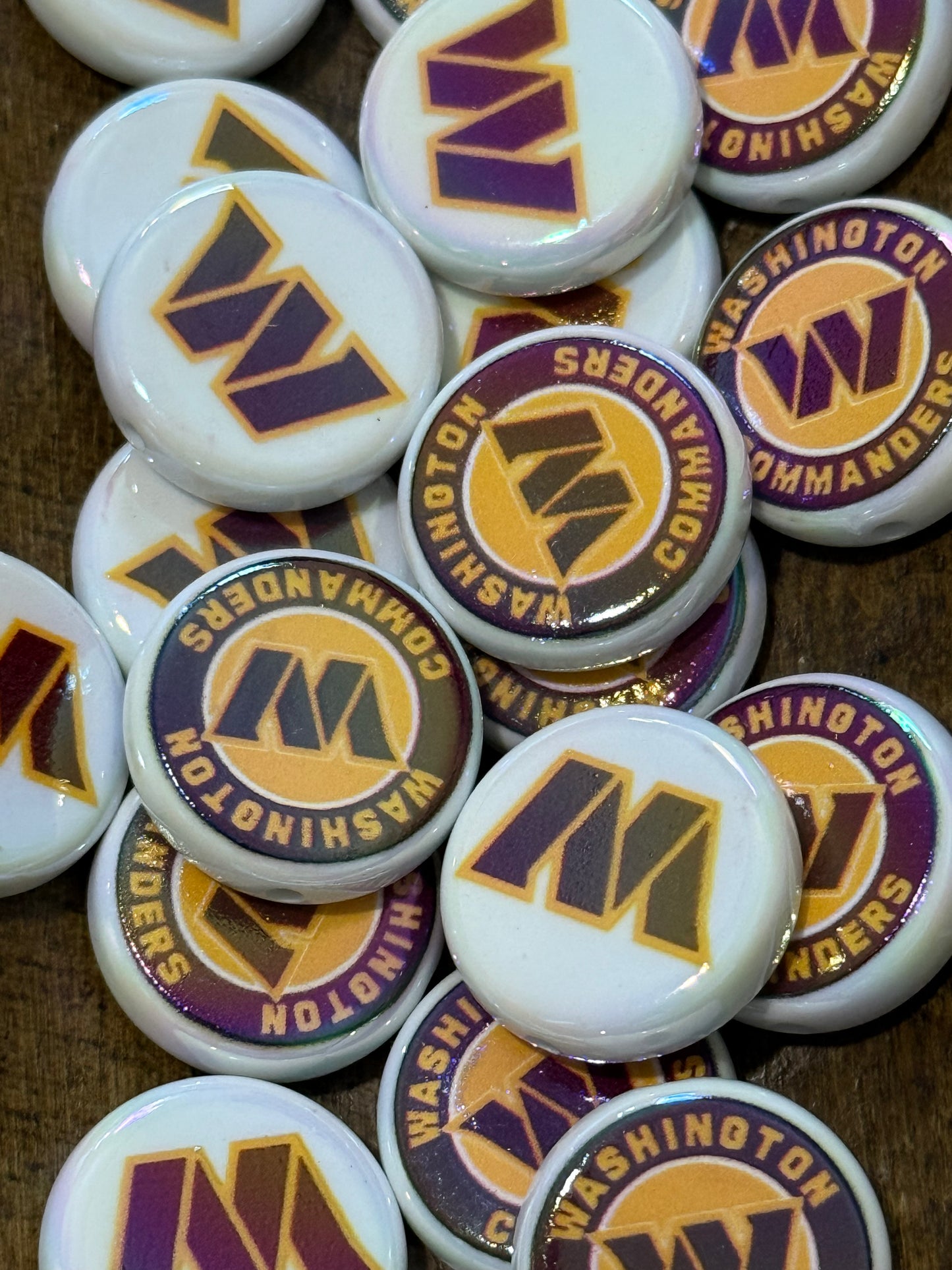 Sports Team Flat Acrylic Disc Beads – 20mm Game Day Beads for Bracelets, Keychains & DIY Crafts