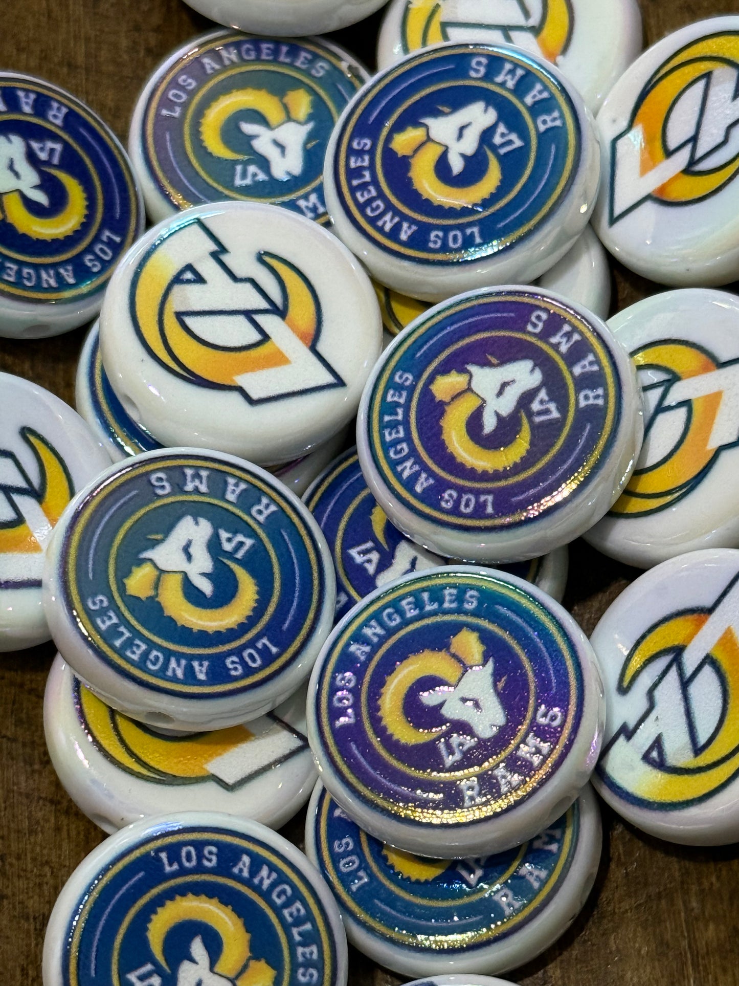 Sports Team Flat Acrylic Disc Beads – 20mm Game Day Beads for Bracelets, Keychains & DIY Crafts