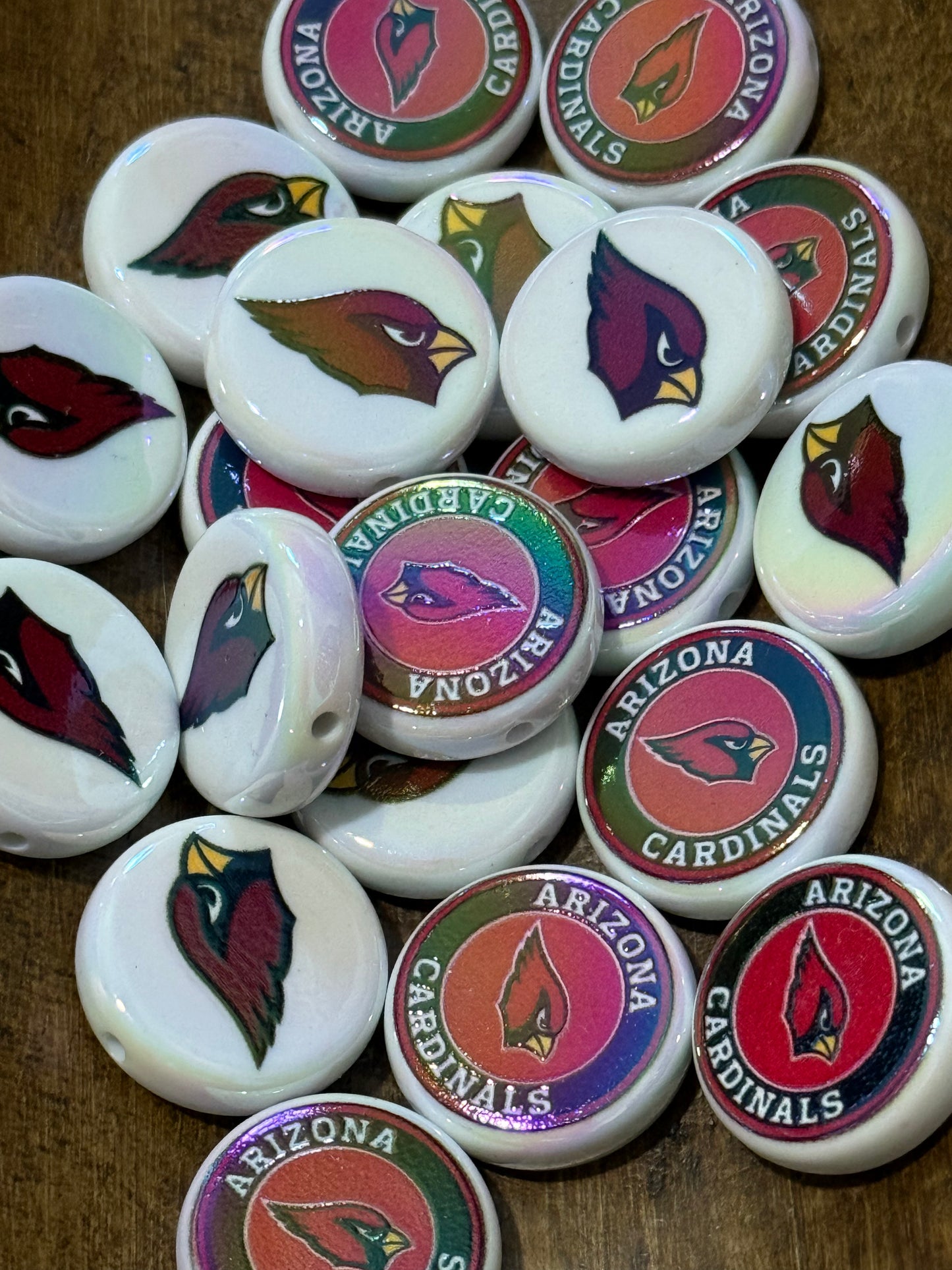 Sports Team Flat Acrylic Disc Beads – 20mm Game Day Beads for Bracelets, Keychains & DIY Crafts