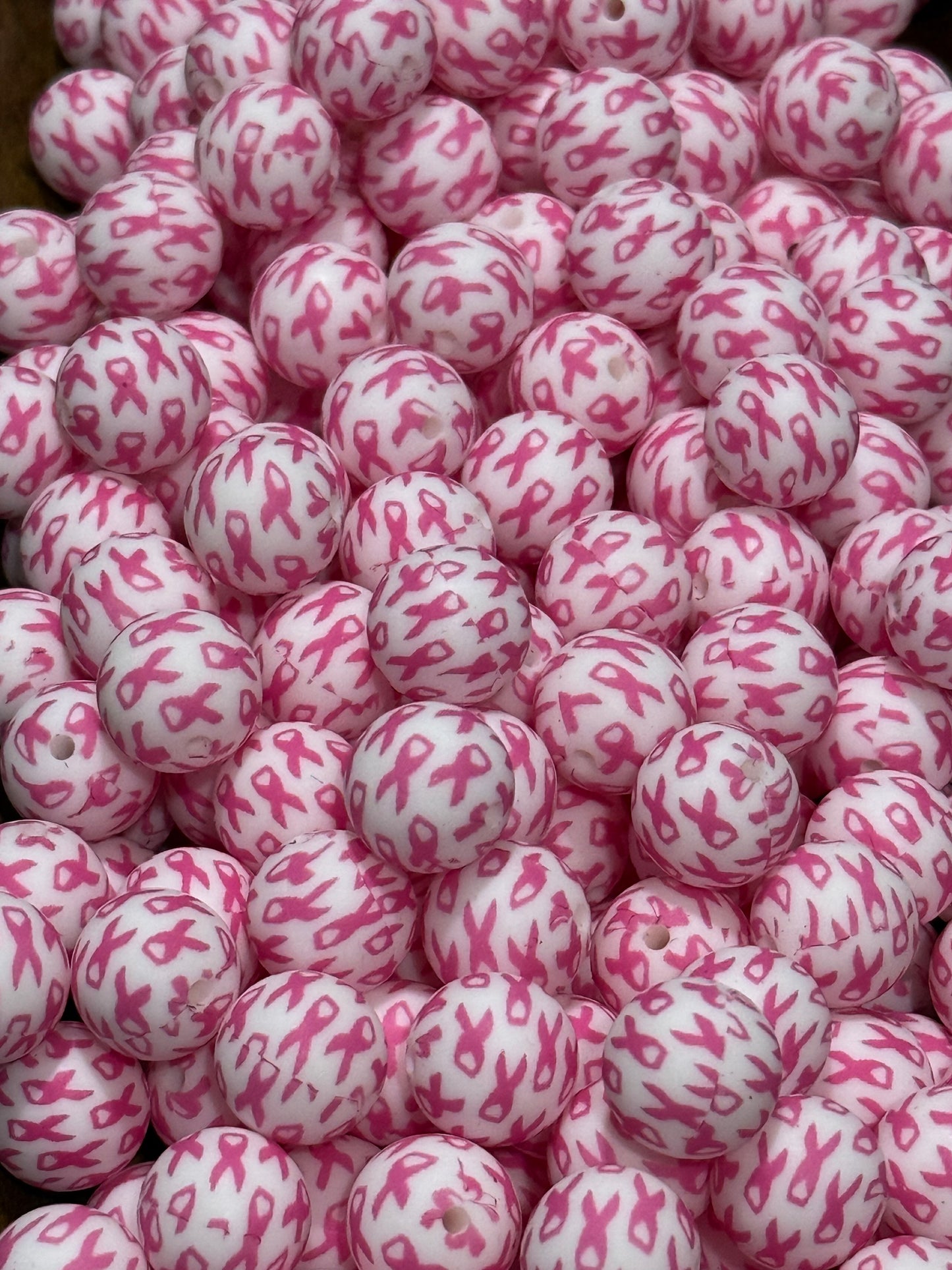 15mm Silicone Awareness Ribbon Beads – Printed Round Silicone Beads for Keychains, Wristlets, Jewelry Making & DIY Crafts