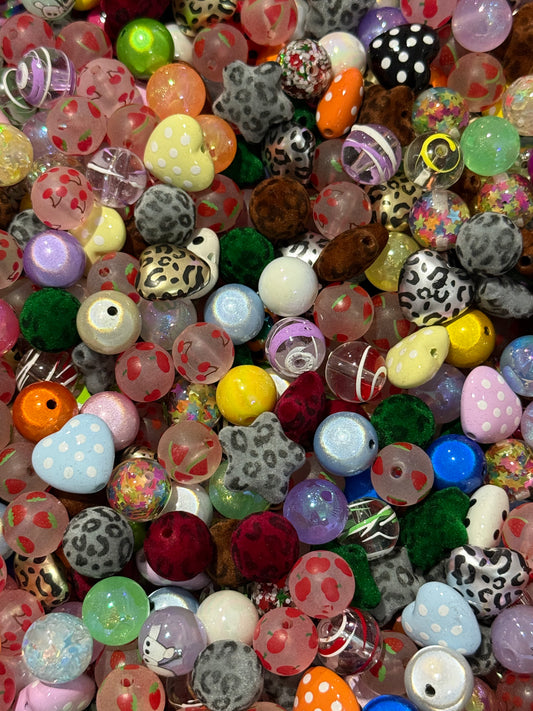 16mm Mixed Acrylic Scoop 35 Count Bead Bag Mixed Color Mixed Pattern