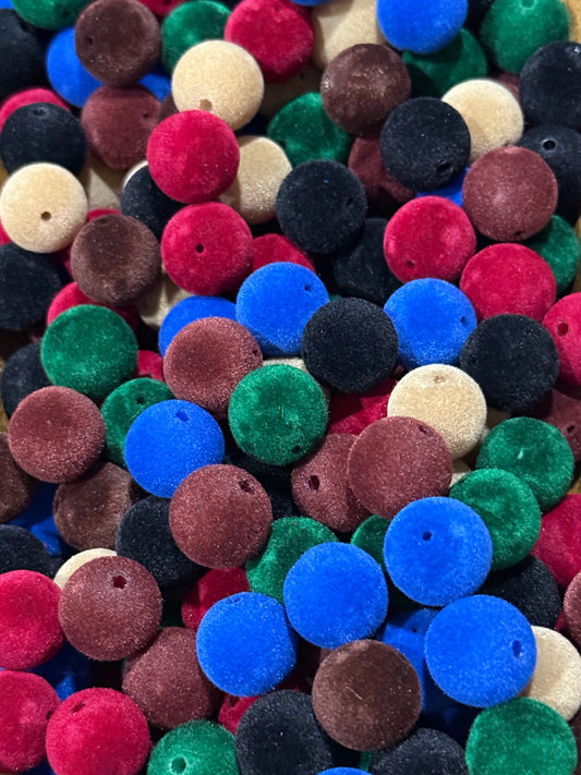 16mm Velvety Flocked Disc Beads – Soft Matte Round Spacer Beads for Keychains, Jewelry, Wristlets & DIY Crafts