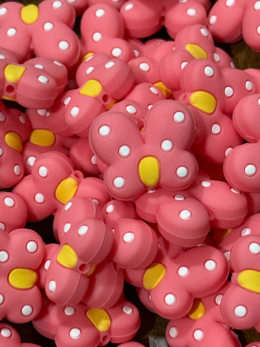 Dusty Pink Silicone Butterfly Focal Beads – Soft Touch, Polka Dot Design, DIY Beadable Accessories