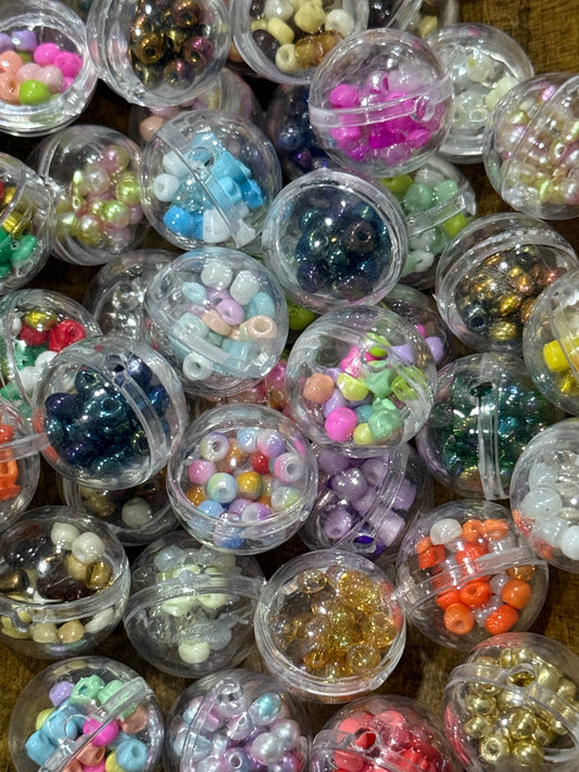 20mm Rattle Beads in Clear Capsules – 5 Count Bag Mixed Colors, DIY Craft & Sensory Jewelry Supplies