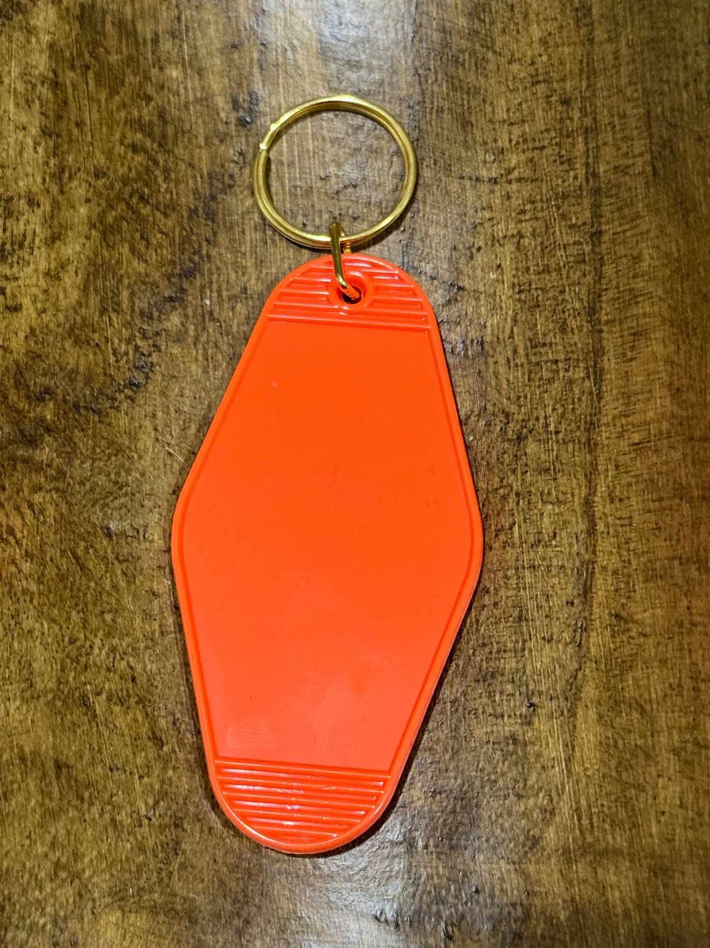 Orange/Gold Blank Hotel-Style Plastic Keychain – Vintage Motel Tag, DIY Keychain Base for Mini UVDTF Decals