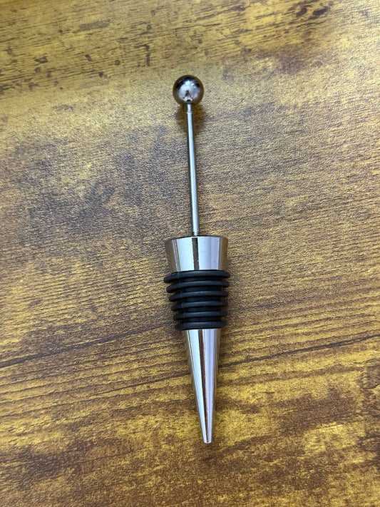 Beadable Wine Stopper Blank – Stainless Steel & Silicone Reusable Bottle Stopper for DIY Crafts, Gifts & Custom Wine Accessories