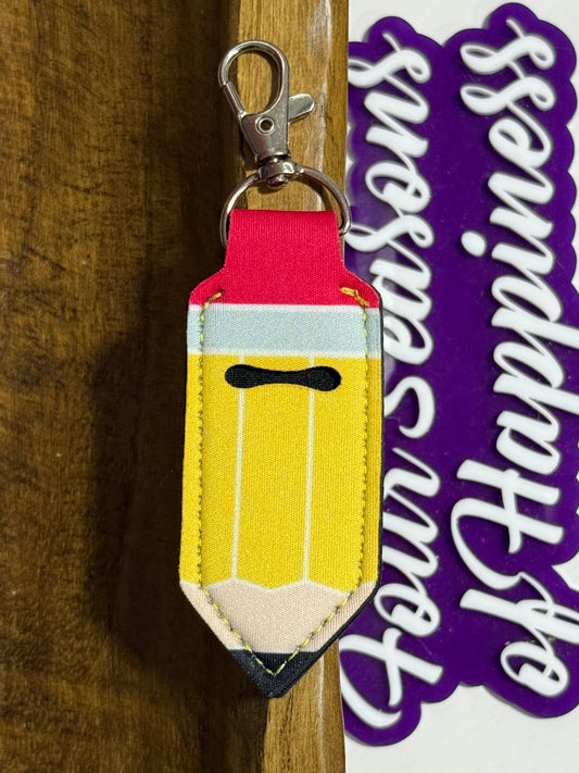 Pencil Neoprene ChapStick Holder Keychain – Back to School Lip Balm Holder with Clip