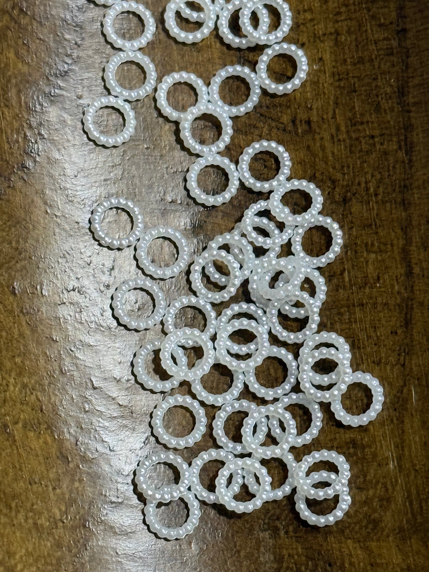 10mm Pearl Wide Mouth Spacer Beads | Faux Pearl Ring Spacers for Pens, Wristlets & Keychains | 50 Count Bag