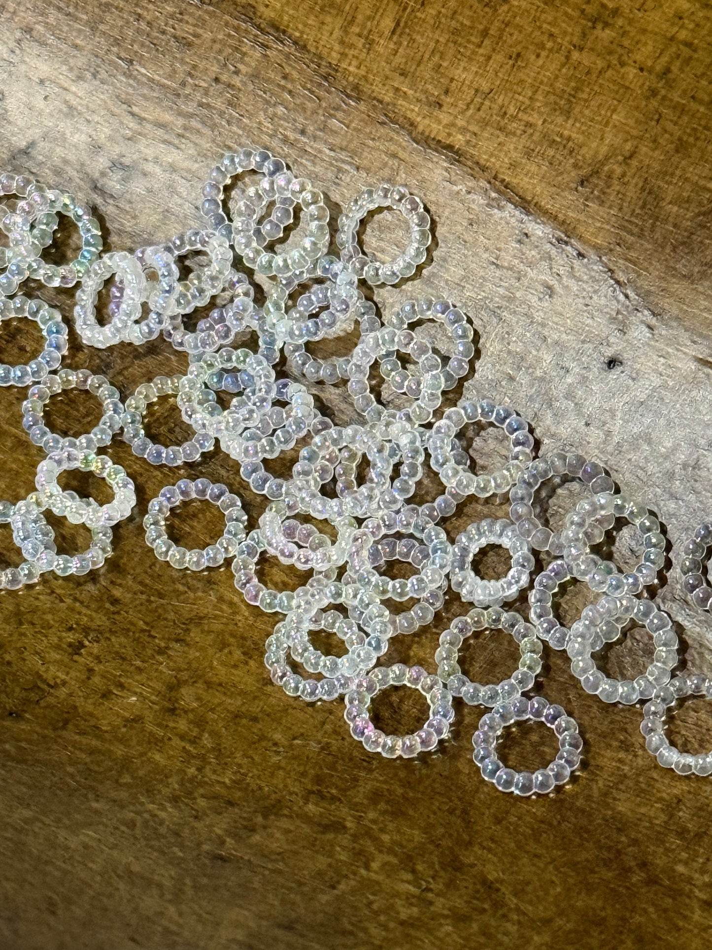 10mm Iridescent Wide Mouth Spacer Beads – 50 Count | Clear AB Ring Spacers for Pens & Wristlets