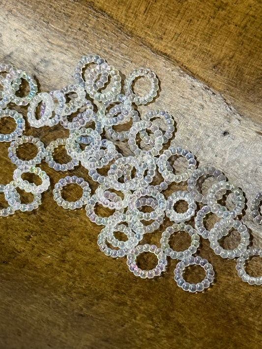 10mm Iridescent Wide Mouth Spacer Beads – 50 Count | Clear AB Ring Spacers for Pens & Wristlets