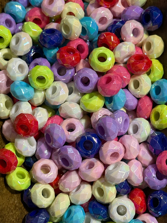 16mm Faceted Acrylic Spacer Beads – Mixed Colors | 15 Count