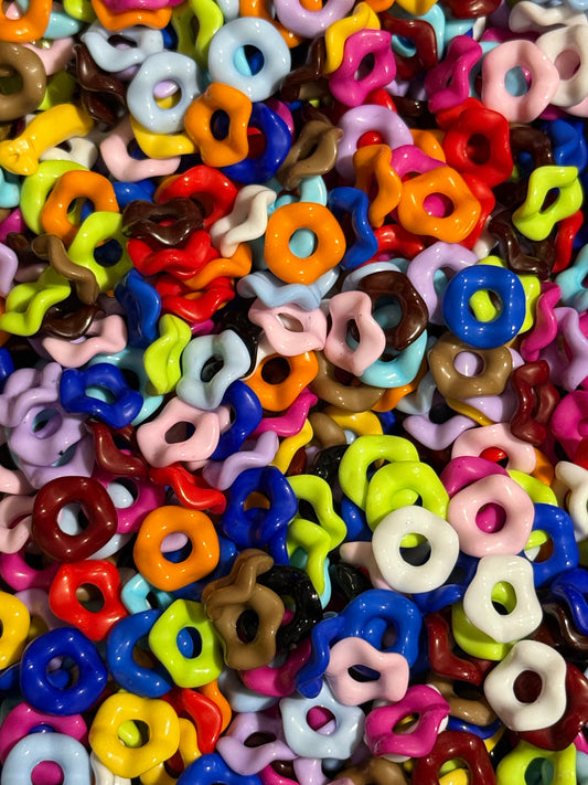 15mm Wide Mouth Wavy Acrylic Spacer Beads – Mixed Colors | 50 Count