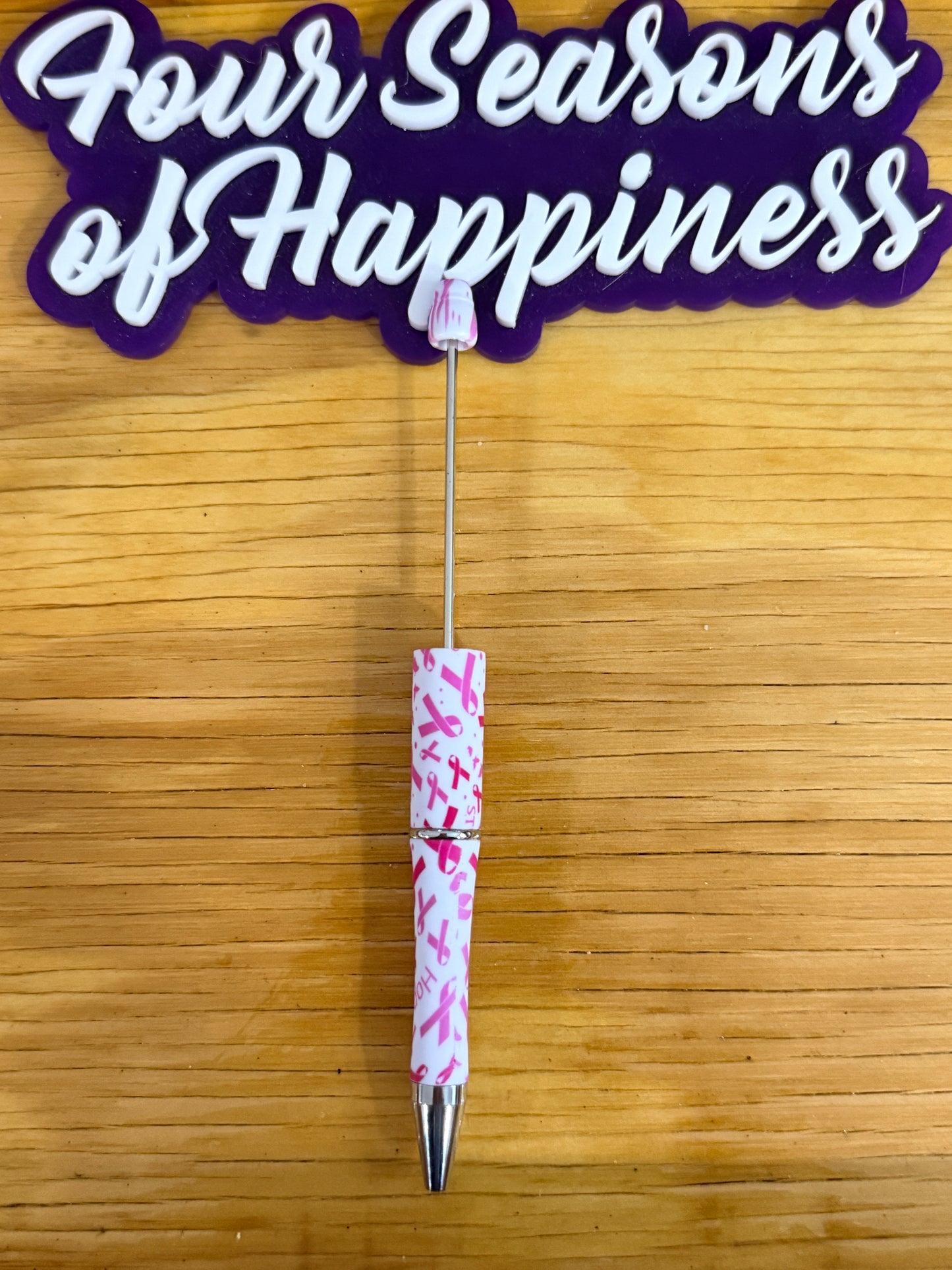 Create Your Happiness Beadable Black Ink Pens – Cow Print & Pink Ribbon Designs for DIY Crafts | Four Seasons of Happiness