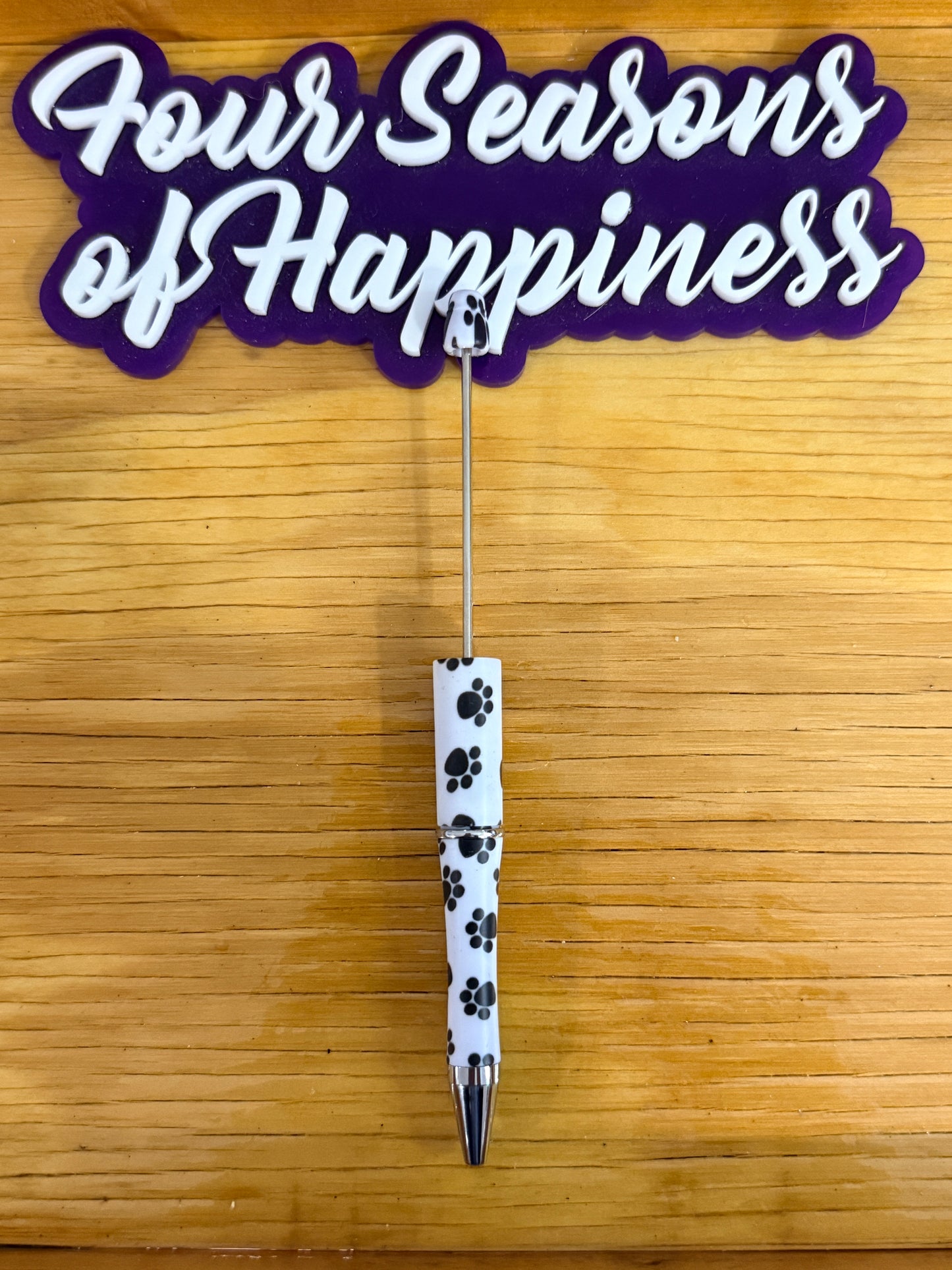 Create Your Happiness Beadable Black Ink Pens – Cow Print & Pink Ribbon Designs for DIY Crafts | Four Seasons of Happiness
