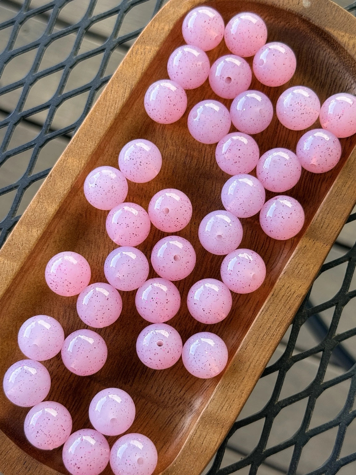 FSOH Blush Radiance Jelly 15mm silicone beads in soft pink shimmer finish for pens, keychains, jewelry, and DIY crafts