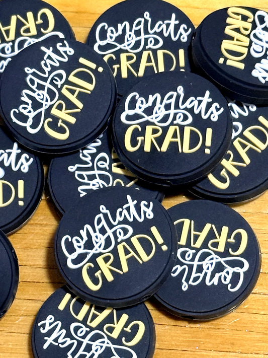 Congrats Grad Silicone Focal Bead – Graduation Celebration Bead for Pens, Wristlets, Keychains | Four Seasons of Happiness