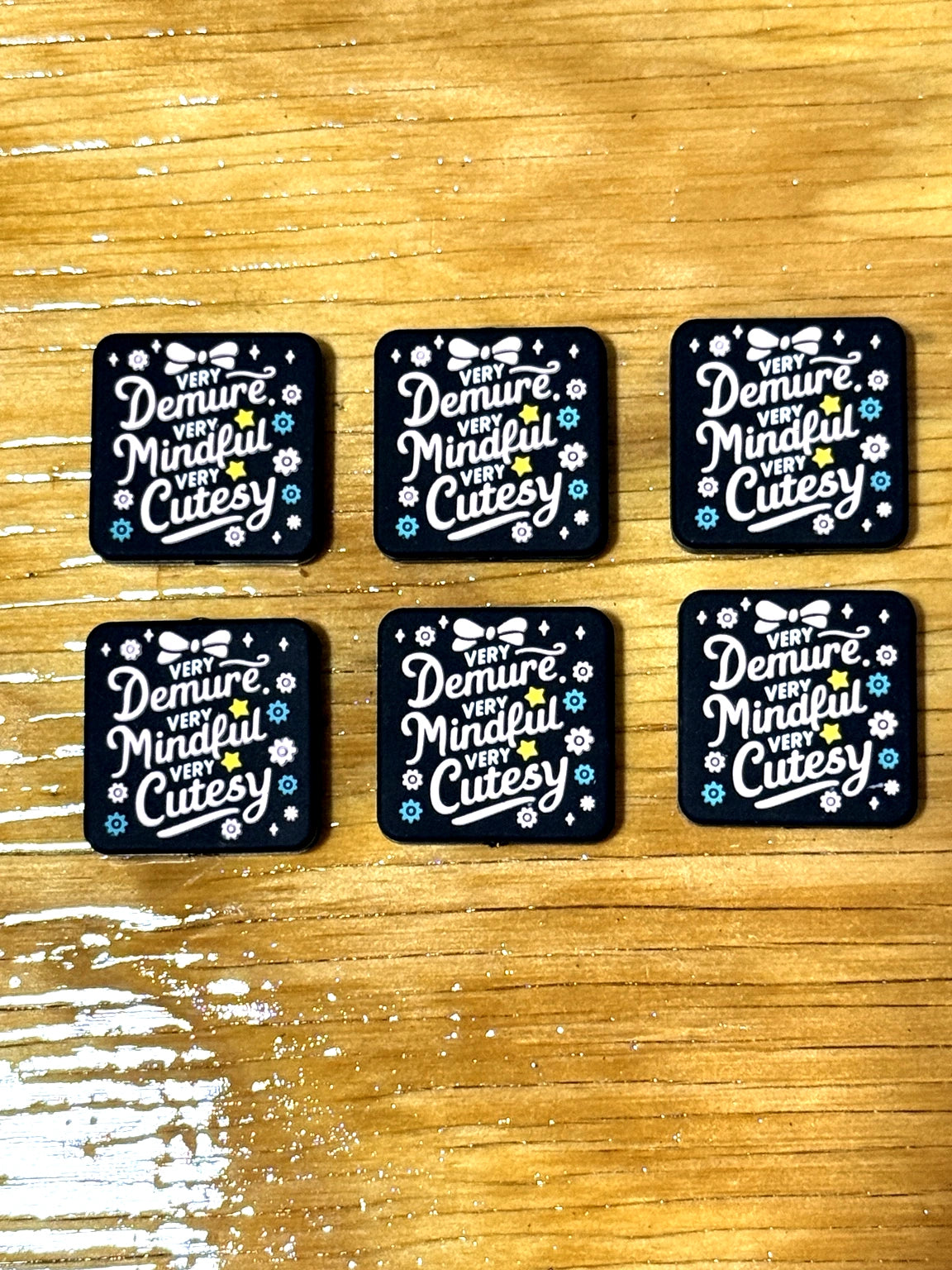 “Very demure very mindful very cutesy” silicone focal beads – perfect for beadable pens, keychains and DIY crafts