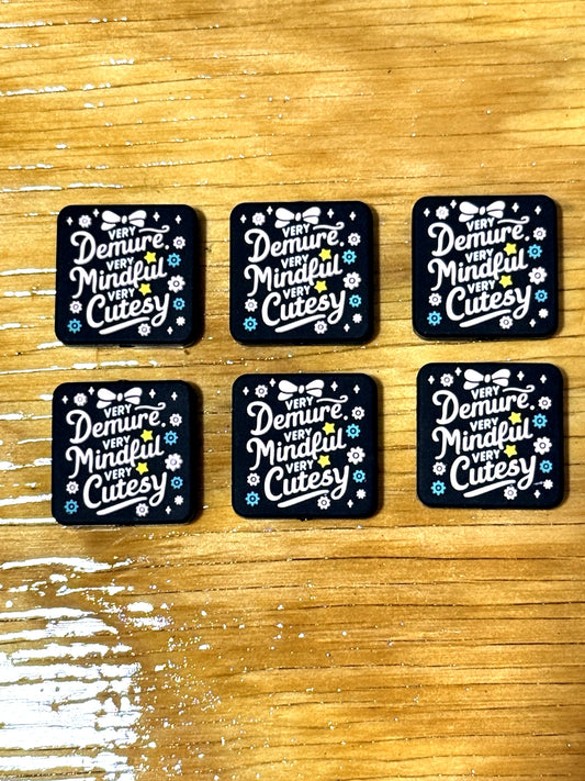 “Very demure very mindful very cutesy” silicone focal beads – perfect for beadable pens, keychains and DIY crafts