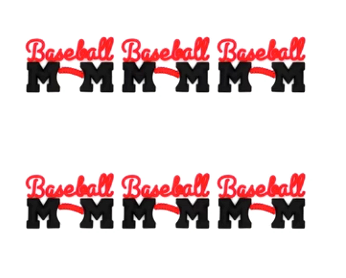 Baseball Mom silicone focal bead with black lettering and baseball stitch detail for beadable pens, wristlets, and sports-themed DIY crafts