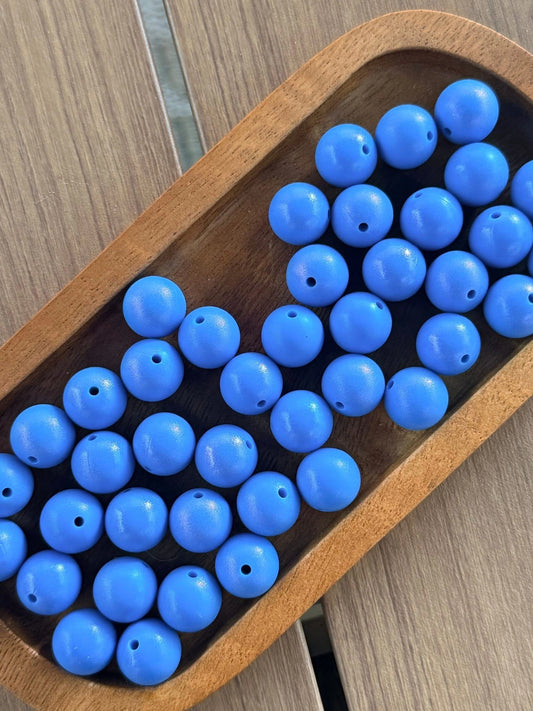 Blue Horizon Opal 15mm silicone bead in a vibrant blue opal finish. Premium BPA-free craft bead sold individually for beadable pens, keychains, wristlets, badge reels, jewelry, and DIY projects from Four Seasons of Happiness.