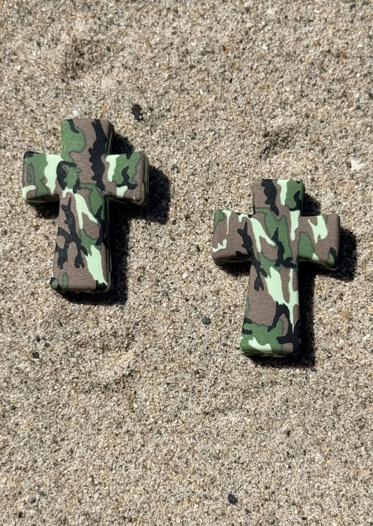 Camouflage cross silicone focal beads for beadable pens, keychains and DIY faith crafts – Four Seasons of Happiness
