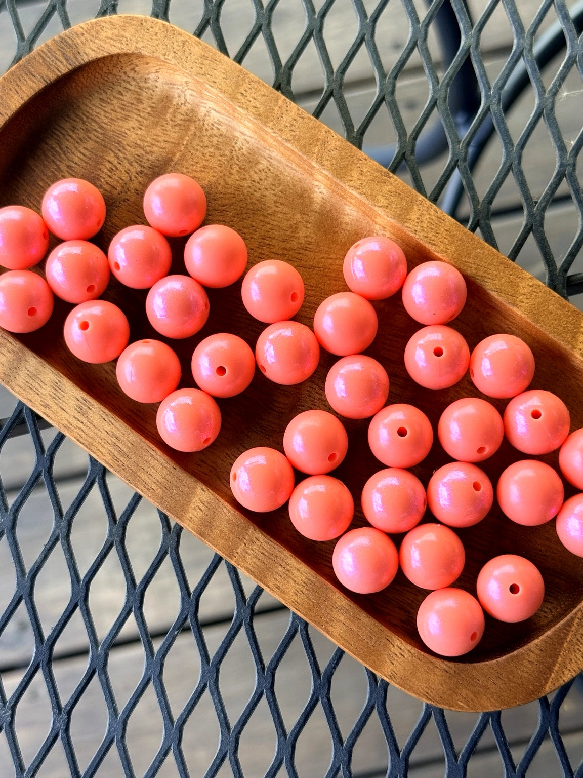 15mm coral opal silicone beads with glossy shimmer finish for beadable pens, keychains, jewelry making, and DIY crafts