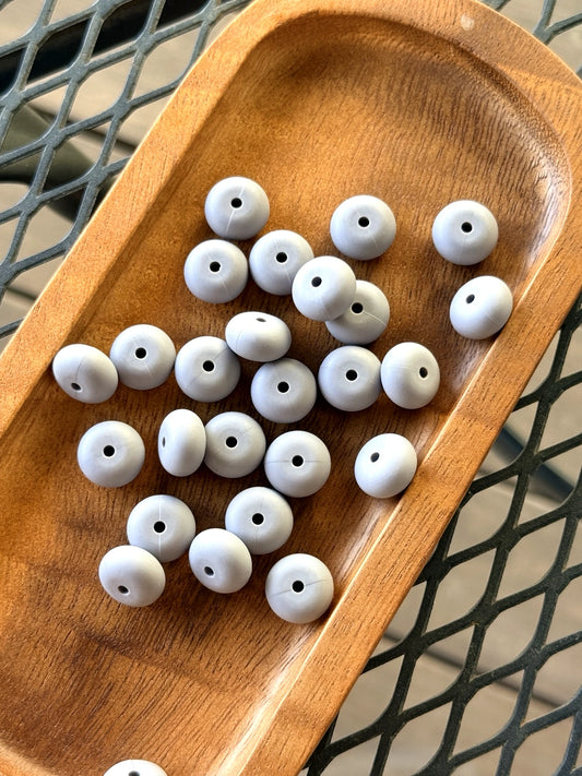 14mm dim gray abacus silicone spacer beads for beadable pens, keychains, wristlets, jewelry making, and modern DIY crafts