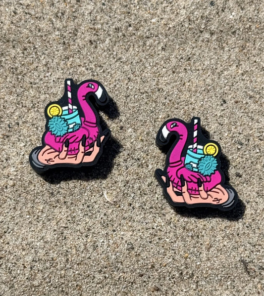 Flamingo silicone focal beads holding tropical drink for beadable pens, keychains and DIY summer crafts – Four Seasons of Happiness