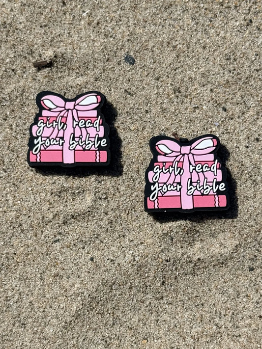 Girl read your bible silicone focal beads in pink for beadable pens, keychains and faith-based DIY crafts – Four Seasons of Happiness