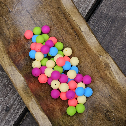 FSOH Lollipop 15mm silicone bead mix with 60 round beads in Watermelon Splash, Vanilla Bean Bliss, Vivid Violet, Electric Lime and Blue Horizon.