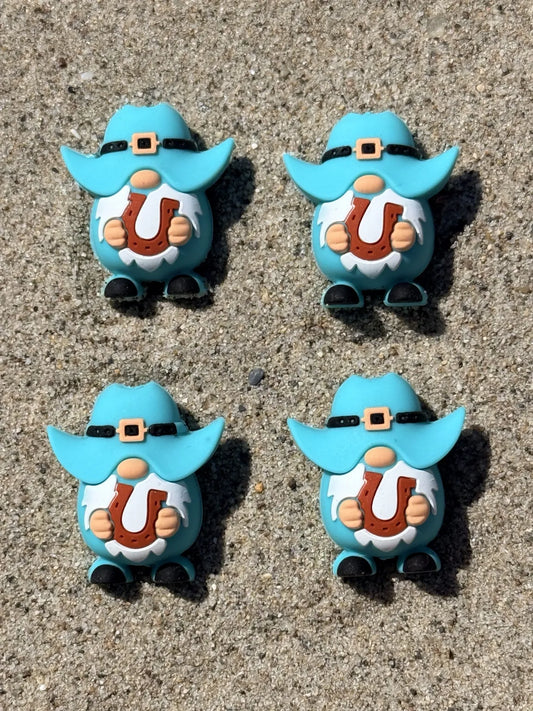 Lucky gnome silicone focal beads with horseshoe in teal for beadable pens, keychains, and DIY crafts – Four Seasons of Happiness