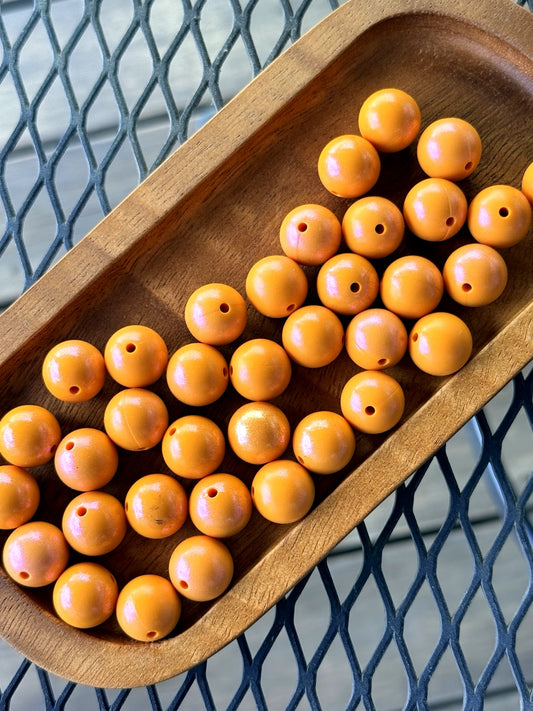 15mm mango orange opal silicone beads with glossy shimmer finish for beadable pens, keychains, jewelry making, and DIY crafts