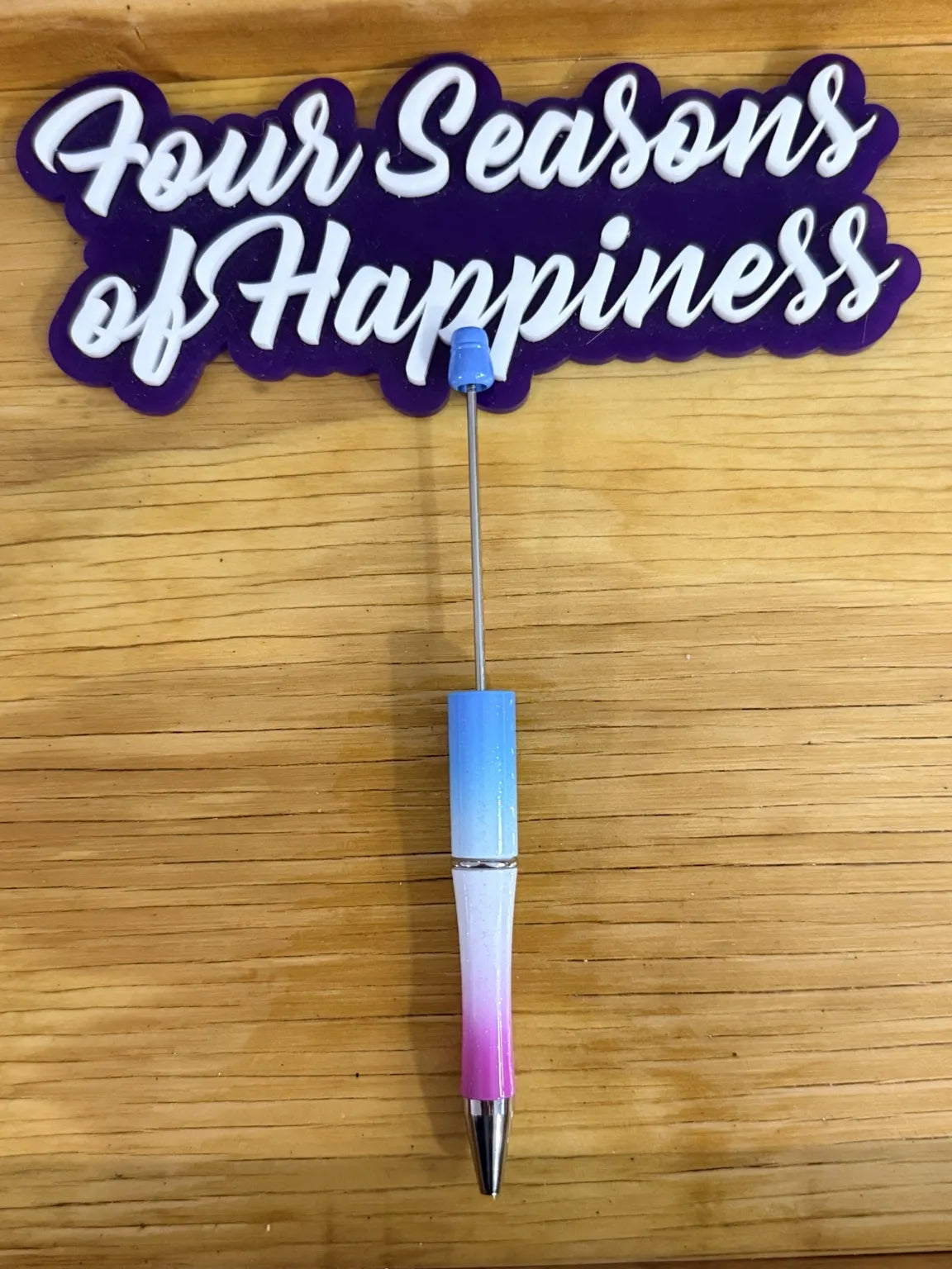Ombre blue to pink beadable black ink pen for DIY crafting and custom beaded pens – Four Seasons of Happiness