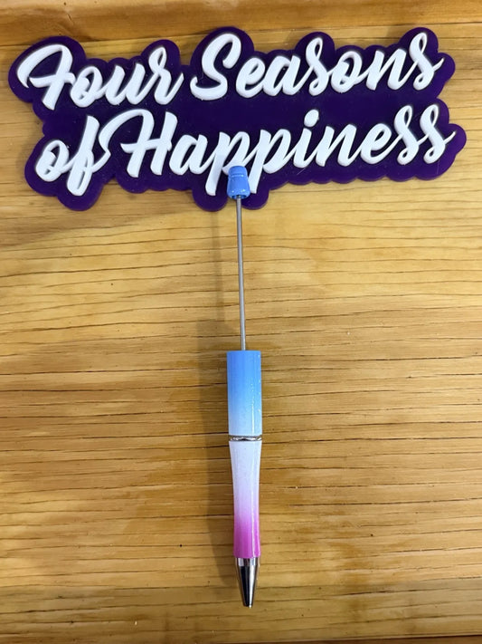 Ombre blue to pink beadable black ink pen for DIY crafting and custom beaded pens – Four Seasons of Happiness