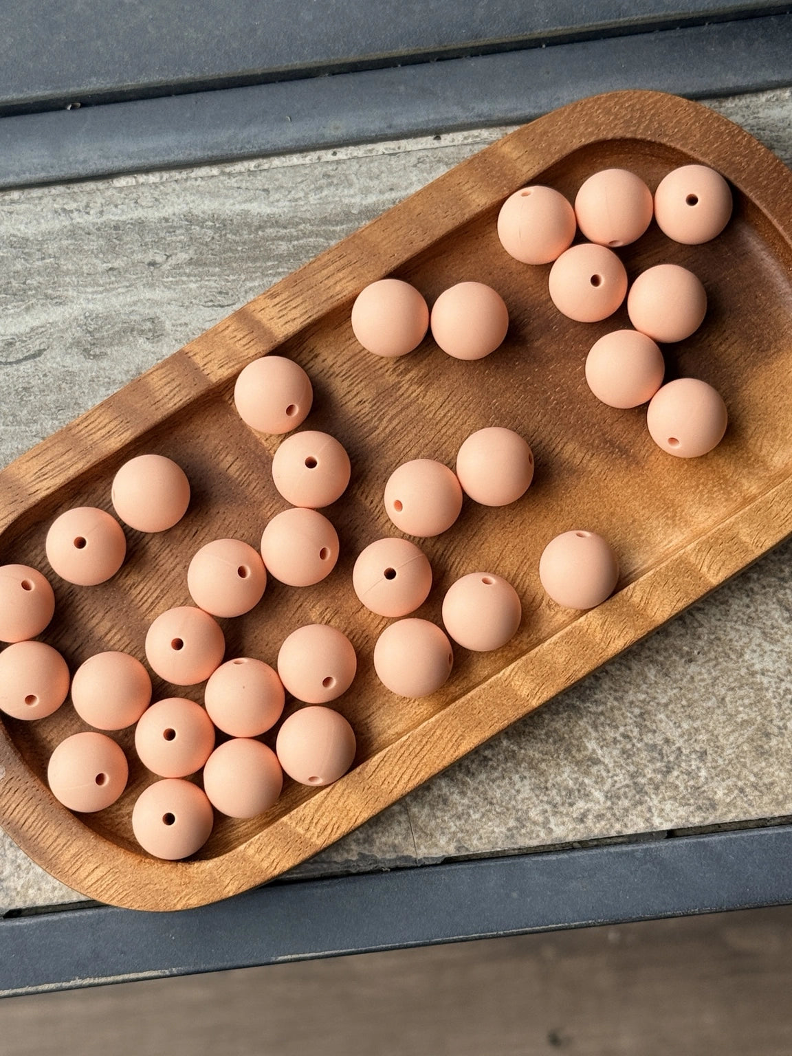 15mm matte silicone round beads in soft peach blush color for beadable pens, keychains, jewelry making, wristlets, and DIY craft projects