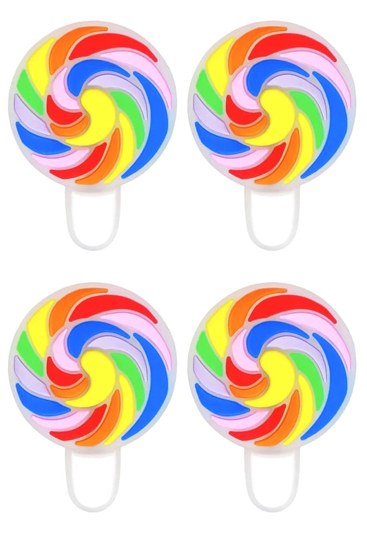 rainbow swirl lollipop silicone focal beads for beadable pens, keychains, badge reels, candy-themed DIY crafts, and playful accessories