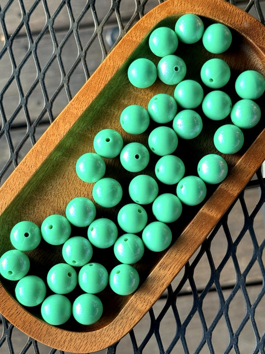 15mm teal opal silicone beads with glossy shimmer finish for beadable pens, keychains, jewelry making, and DIY crafts