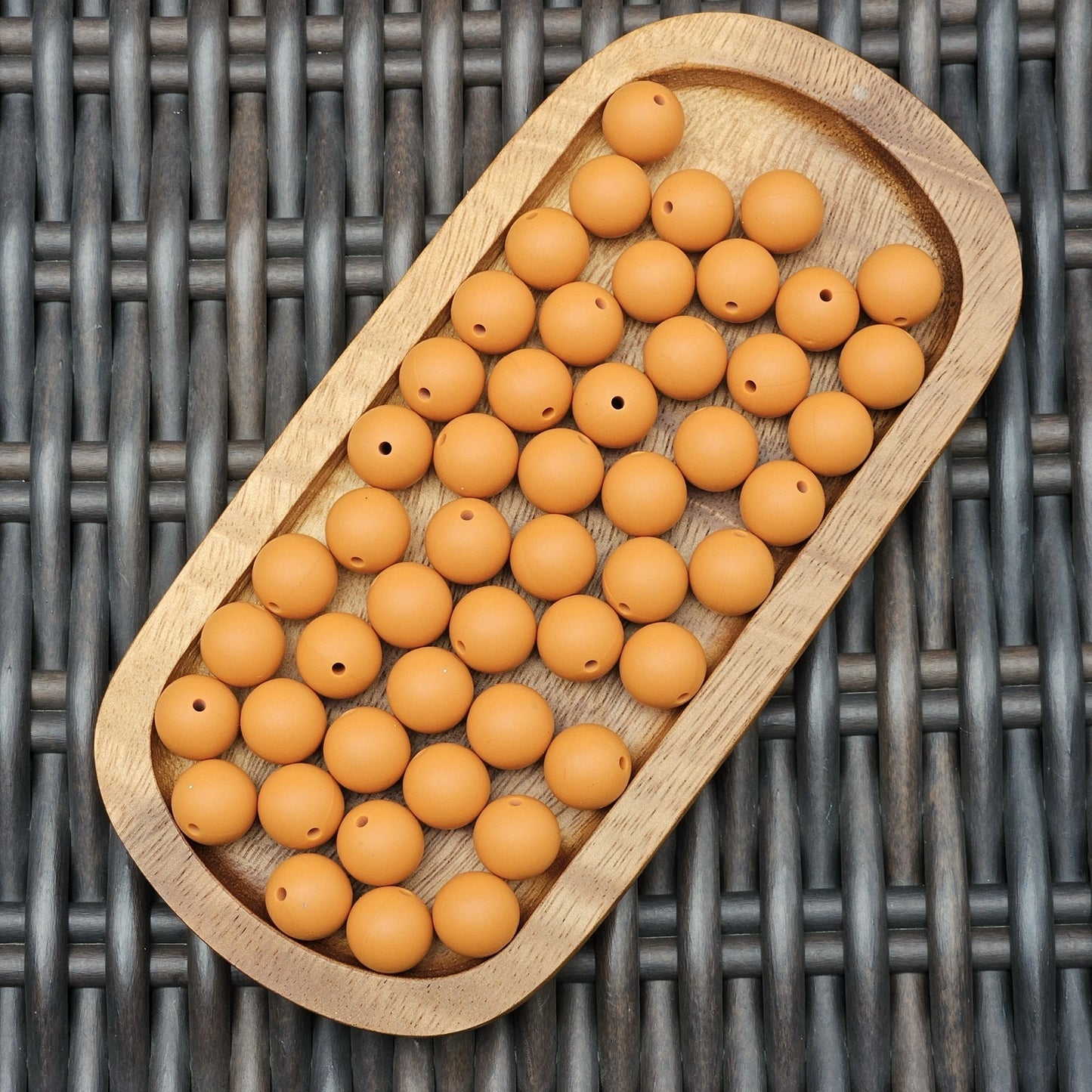 FSOH Terracotta Trail premium 15mm silicone round beads in a rich matte terracotta color. BPA-free food-grade silicone craft beads available in 1, 15, 30, 60, and 120 count options for beadable pens, wristlets, keychains, badge reels, bookmarks, jewelry, and DIY craft projects.
