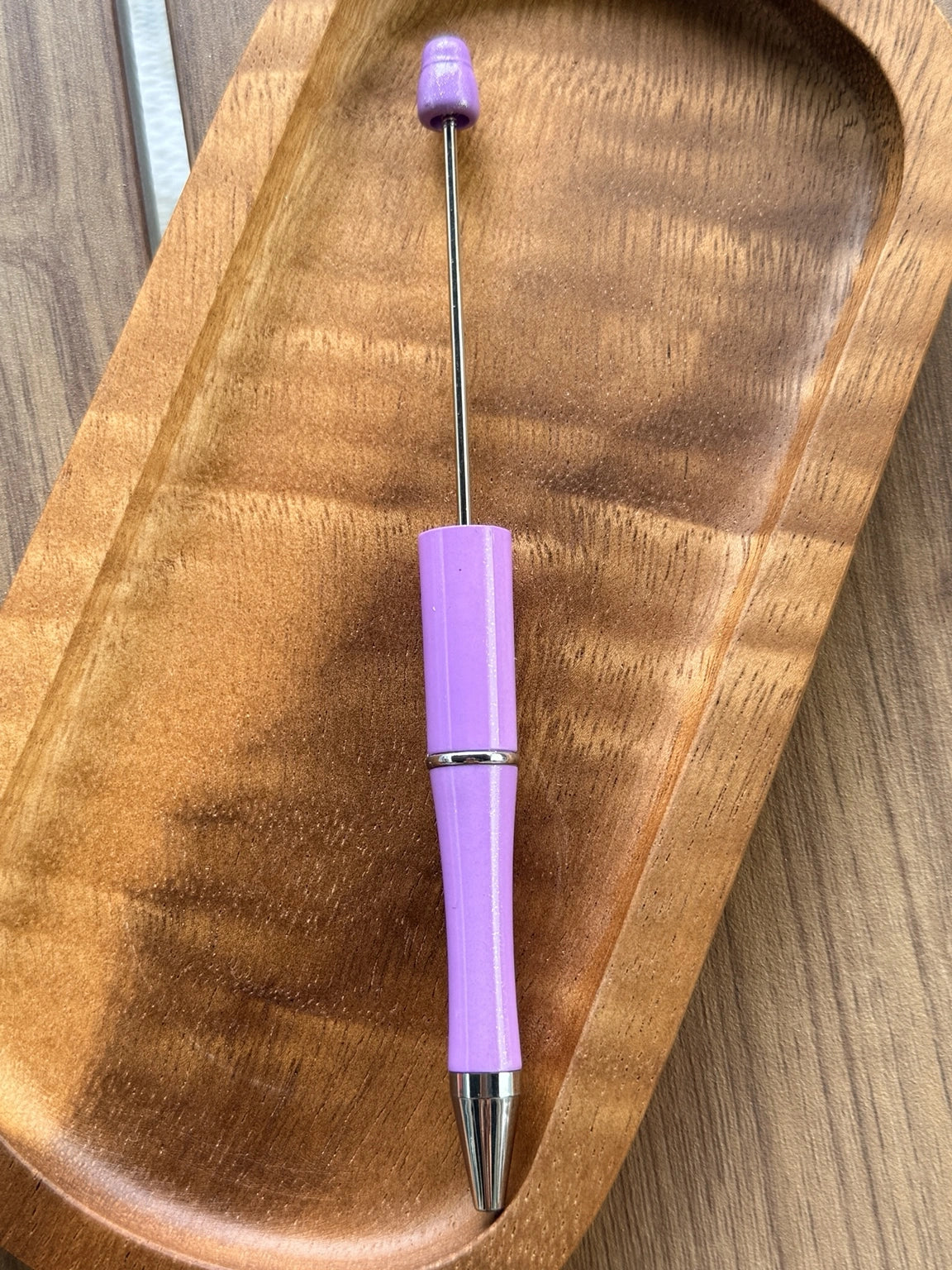 Lilac Dream Shimmer beadable pen featuring a soft pastel purple finish with refillable black ink and beadable pen hardware.